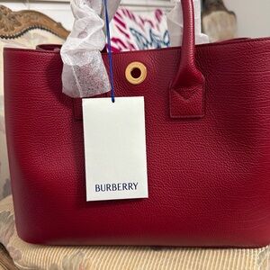 Burberry Deep Red Leather Tote